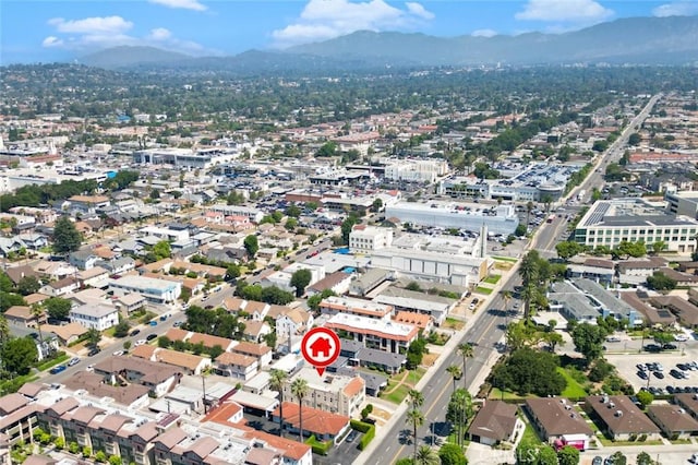 213 S Atlantic Blvd, Alhambra, CA 91801 - aerial overview of property's location with mountains