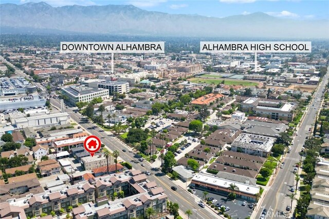 213 S Atlantic Blvd, Alhambra, CA 91801 - aerial view of property's location with mountains