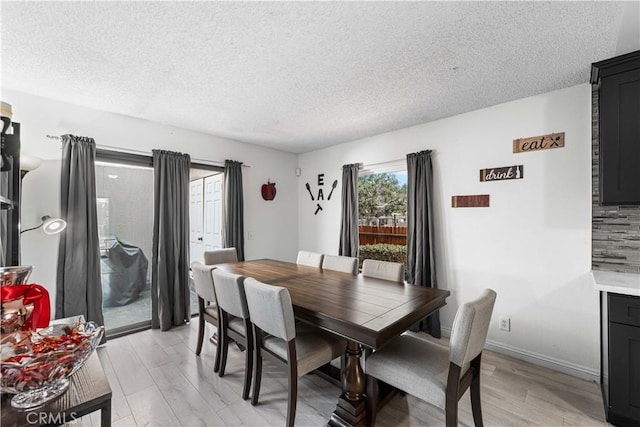 15060 Chatsworth St Unit E, San Fernando, CA 91345 - dining space featuring a textured ceiling and light wood-type flooring