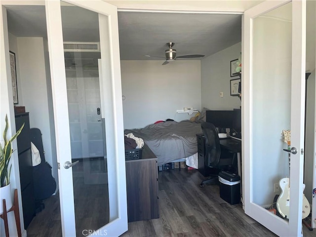 100 Atlantic Ave Unit 906, Long Beach, CA 90802 - bedroom with an office area, french doors, and dark wood-style flooring