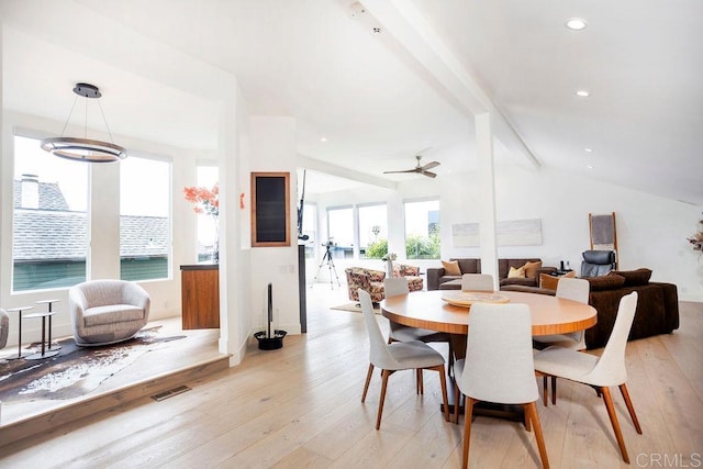 12794 Via Felino, Del Mar, CA 92014 - dining space with light wood-style flooring, a ceiling fan, and recessed lighting