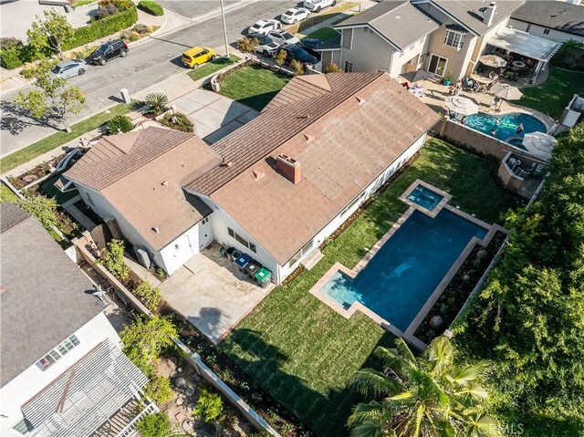 1809 Celeste Ln, Fullerton, CA 92833 - aerial perspective of suburban area with a pool area