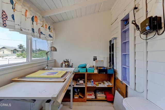 320 W Lemon Ave, Monrovia, CA 91016 - office area with a wood ceiling with exposed beams