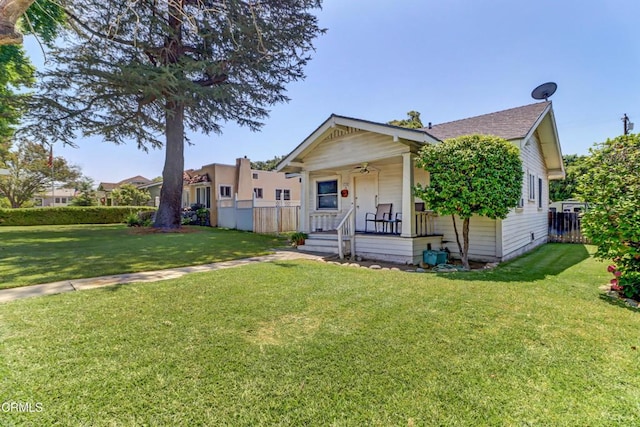 320 W Lemon Ave, Monrovia, CA 91016 - bungalow with covered porch, roof with shingles, and a ceiling fan