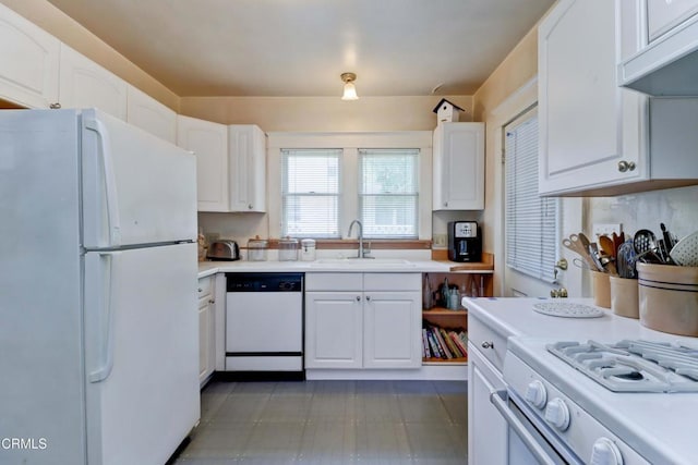 320 W Lemon Ave, Monrovia, CA 91016 - kitchen with white appliances, white cabinetry, light countertops, and under cabinet range hood