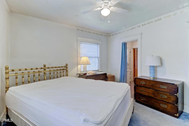 320 W Lemon Ave, Monrovia, CA 91016 - bedroom featuring carpet, a ceiling fan, and crown molding