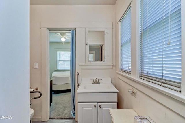 320 W Lemon Ave, Monrovia, CA 91016 - bathroom with vanity, a ceiling fan, and ensuite bathroom