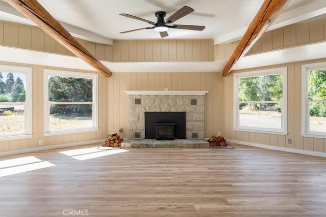 1212 N Old Stage Rd, Mount Shasta, CA 96067 - unfurnished living room featuring wood finished floors and ceiling fan
