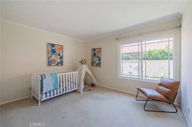 30243 Avenida Selecta, Rancho Palos Verdes, CA 90275 - bedroom with ornamental molding, carpet floors, and a crib