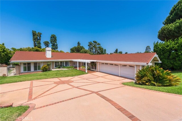 30243 Avenida Selecta, Rancho Palos Verdes, CA 90275 - single story home with a garage, a tiled roof, concrete driveway, and a front yard