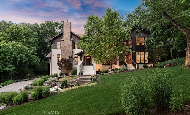 3530 Trimble Ct, Nashville, TN 37215 - view of front of house featuring a front lawn and a chimney