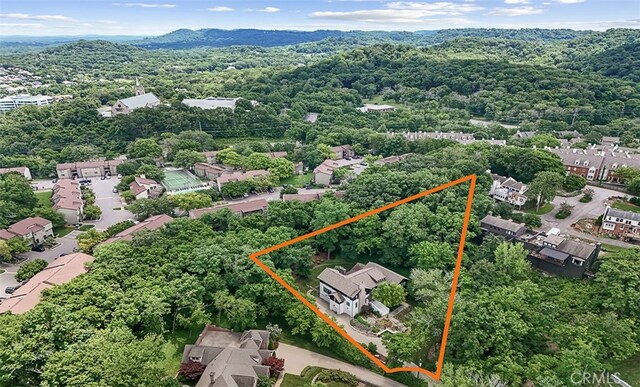 3530 Trimble Ct, Nashville, TN 37215 - aerial view of property and surrounding area with property parcel outlined and a heavily wooded area