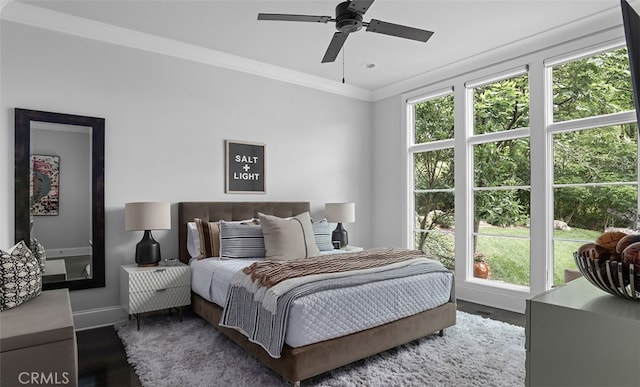 3530 Trimble Ct, Nashville, TN 37215 - bedroom with wood finished floors, crown molding, and ceiling fan