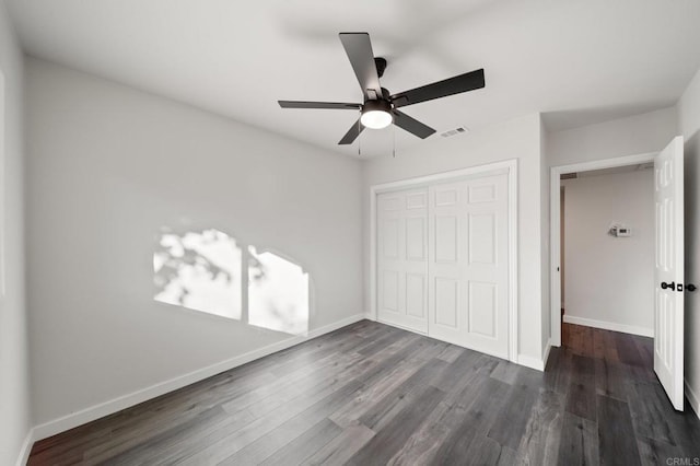 11233 Mountain, Riverside, CA 92505 - unfurnished bedroom featuring a closet, dark wood-style flooring, and ceiling fan