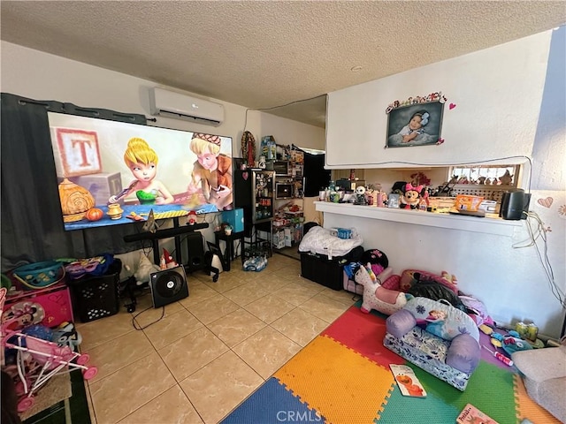 3747 Mintern St, Jurupa Valley, CA 92509 - playroom featuring a wall mounted AC, tile patterned floors, and a textured ceiling