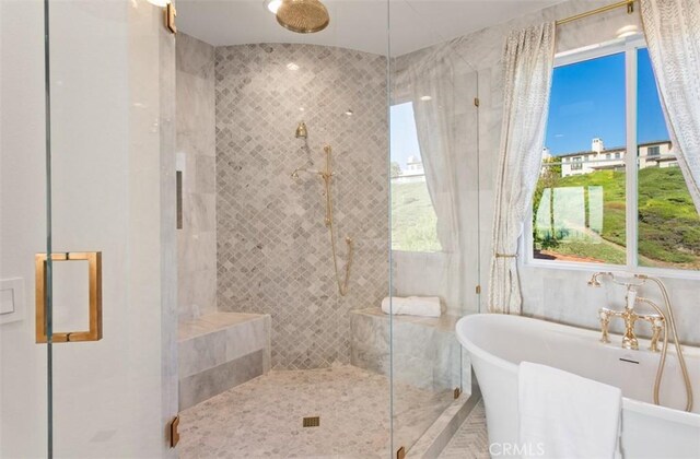 7 Suprema Dr, Newport Coast, CA 92657 - bathroom featuring a stall shower and a soaking tub