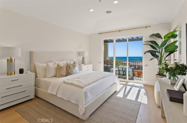 7 Suprema Dr, Newport Coast, CA 92657 - bedroom featuring multiple windows, wood finished floors, access to outside, and recessed lighting