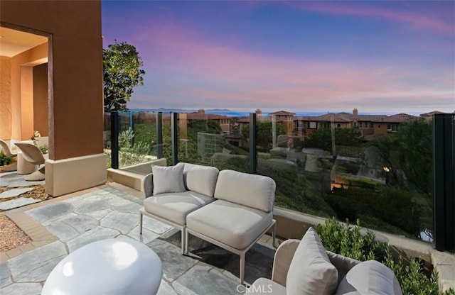 7 Suprema Dr, Newport Coast, CA 92657 - patio terrace at dusk featuring a patio area and an outdoor living space