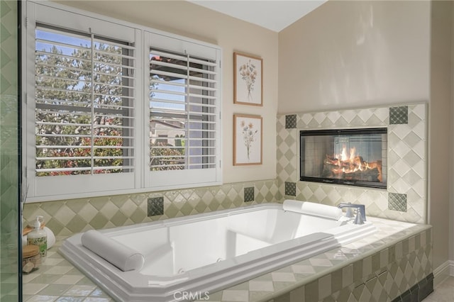 1337 8th St, Manhattan Beach, CA 90266 - full bath with a bath, a fireplace, and tile patterned flooring