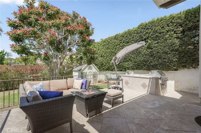 1337 8th St, Manhattan Beach, CA 90266 - view of patio with an outdoor living space with a fire pit and exterior kitchen