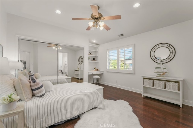 1337 8th St, Manhattan Beach, CA 90266 - bedroom featuring recessed lighting, wood finished floors, ceiling fan, and lofted ceiling