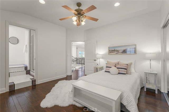 1337 8th St, Manhattan Beach, CA 90266 - bedroom featuring hardwood / wood-style floors, recessed lighting, and ceiling fan