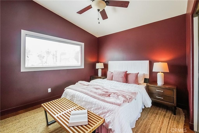 1002 Leighton Ave, Los Angeles, CA 90037 - bedroom featuring vaulted ceiling and ceiling fan