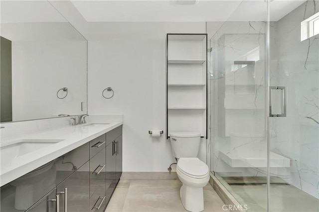 6943 Goodland Ave, North Hollywood, CA 91605 - full bathroom featuring double vanity and a marble finish shower