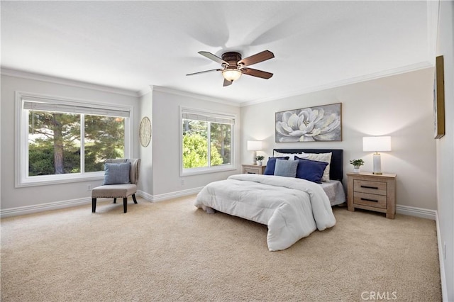 18 Via Tigra, Rancho Santa Margarita, CA 92688 - bedroom with crown molding, light colored carpet, and ceiling fan