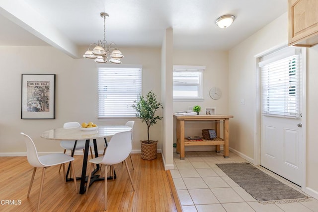 1500 E Topeka St, Pasadena, CA 91104 - dining space featuring a chandelier and light wood-type flooring