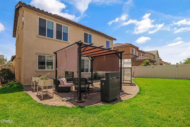 665 Tiber River Way, Oxnard, CA 93036 - back of property with a pergola, stucco siding, a patio area, a fenced backyard, and an outdoor hangout area