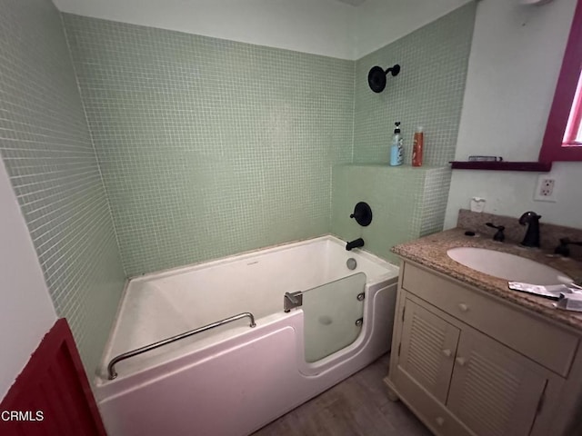 752 Stewart St Unit 1/2, Fort Bragg, CA 95437 - full bath featuring a bath, vanity, and wood finished floors