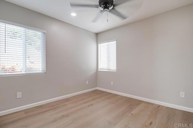 3629 Gilmore St, San Diego, CA 92113 - unfurnished room with a ceiling fan, light wood-style floors, and recessed lighting