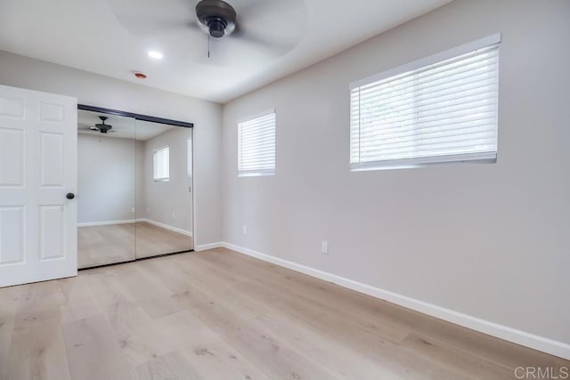 3629 Gilmore St, San Diego, CA 92113 - unfurnished bedroom featuring wood finished floors, a closet, and ceiling fan