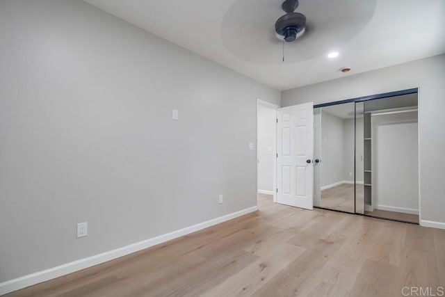 3629 Gilmore St, San Diego, CA 92113 - unfurnished bedroom with light wood-type flooring, a closet, and ceiling fan
