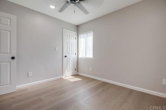 3629 Gilmore St, San Diego, CA 92113 - unfurnished room with a ceiling fan, light wood finished floors, and recessed lighting