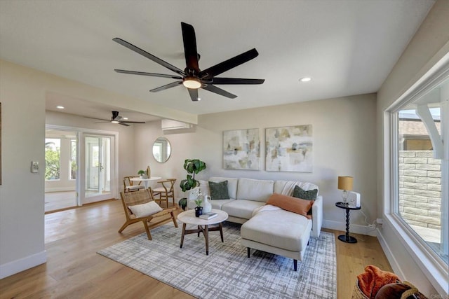 4107 Cole Way, San Diego, CA 92117 - living area with light wood-style floors, plenty of natural light, recessed lighting, and ceiling fan