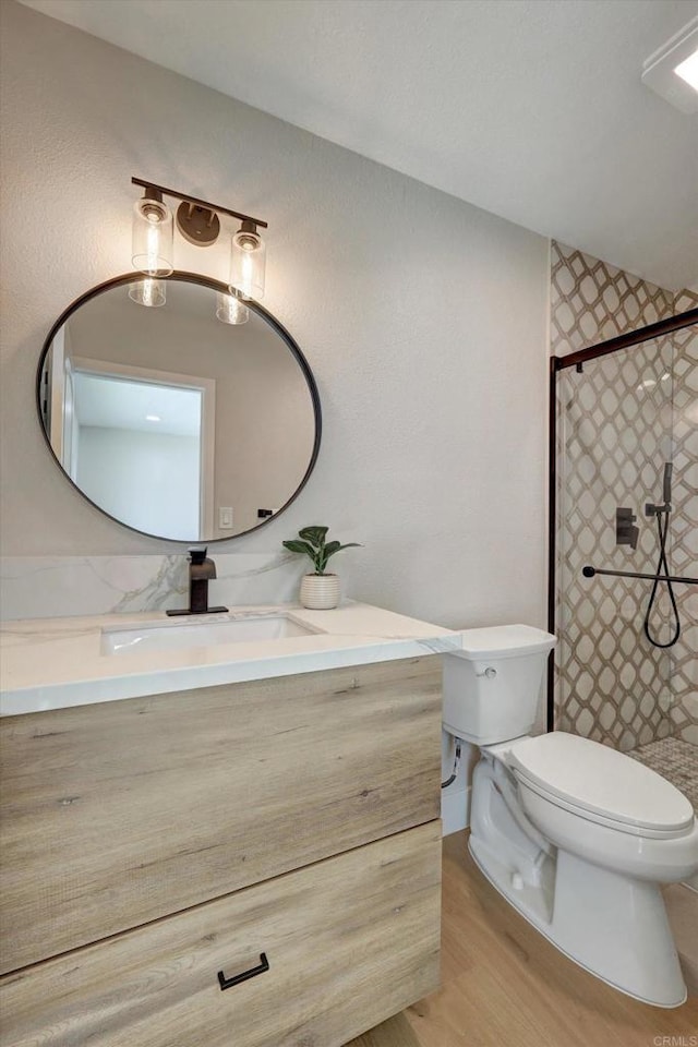 4107 Cole Way, San Diego, CA 92117 - full bath featuring vanity, a shower stall, and wood finished floors