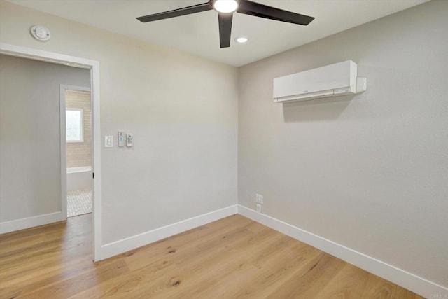 4107 Cole Way, San Diego, CA 92117 - unfurnished room featuring an AC wall unit, ceiling fan, light wood-style flooring, a smoke detector, and recessed lighting