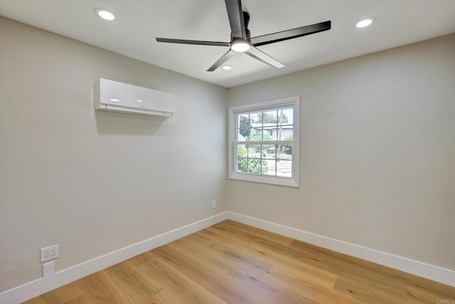 4107 Cole Way, San Diego, CA 92117 - unfurnished room with a wall mounted air conditioner, a ceiling fan, light wood finished floors, and recessed lighting