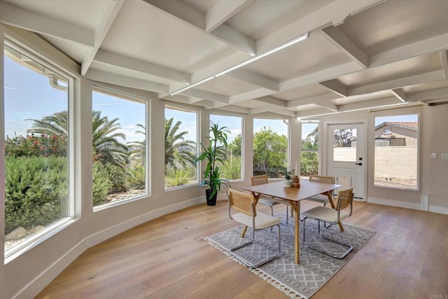 4107 Cole Way, San Diego, CA 92117 - sunroom / solarium with coffered ceiling, wood finished floors, and beamed ceiling