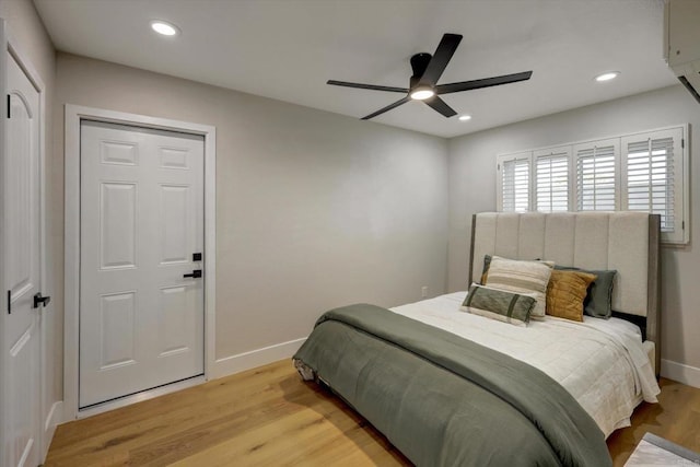 4107 Cole Way, San Diego, CA 92117 - bedroom with light wood-style flooring, recessed lighting, and a ceiling fan