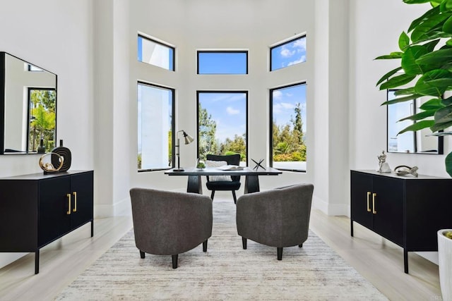 9355 Lavell St, La Mesa, CA 91941 - dining space featuring a high ceiling and light wood-style flooring