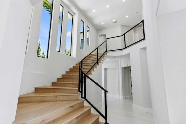 9355 Lavell St, La Mesa, CA 91941 - stairway with recessed lighting and a high ceiling