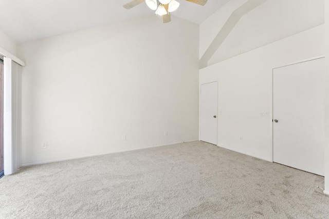 12032 Calle De Medio Unit 169, El Cajon, CA 92019 - unfurnished bedroom with carpet flooring, high vaulted ceiling, and a ceiling fan