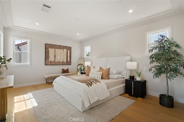 6023 Kauffman Ave, Temple City, CA 91780 - bedroom featuring light wood-style floors, recessed lighting, and ornamental molding