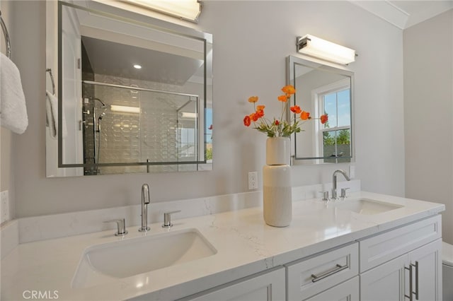 6023 Kauffman Ave, Temple City, CA 91780 - bathroom featuring double vanity and a stall shower