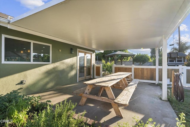 527 Keyser Rondo, Camarillo, CA 93010 - view of patio featuring french doors, outdoor dining area, and a gazebo