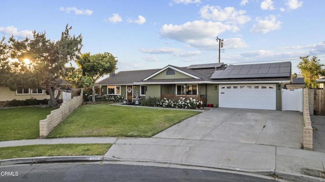 527 Keyser Rondo, Camarillo, CA 93010 - ranch-style home featuring a garage, solar panels, and concrete driveway