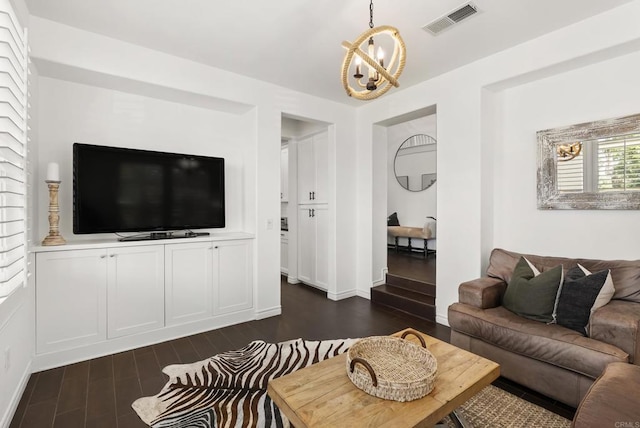 1480 Regatta Rd, Carlsbad, CA 92011 - living room featuring a chandelier and dark wood finished floors